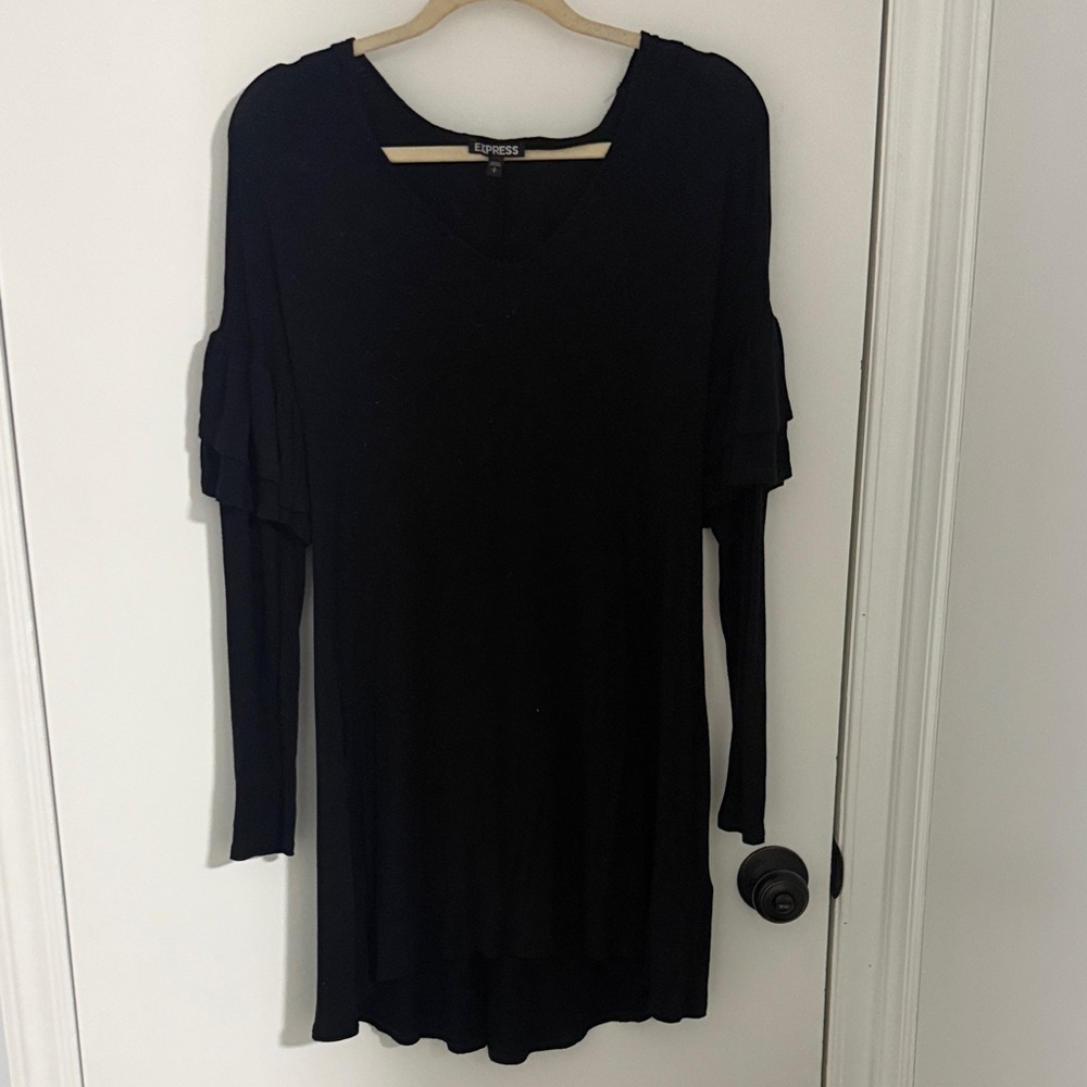 Express Elegant Black Layered Sleeve Dress